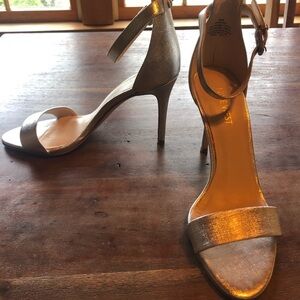 Nine West Shoes Shimmering Silver Ankle Strap Heels